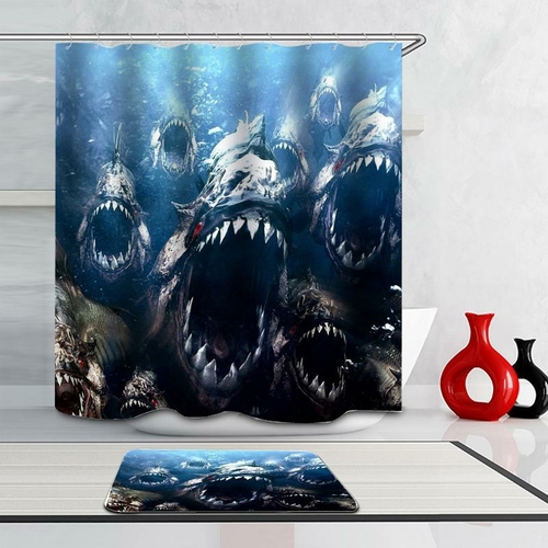 Flesh Eating Piranhas Shower Curtain