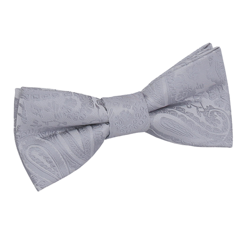 Paisley Pre-Tied Bow Tie - Boys - Silver