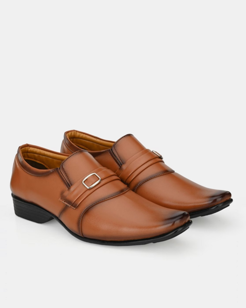 Slip-On Formal Shoes with Metallic Accent(Size9)(ColorBrown)