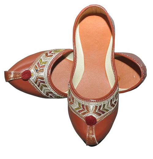 Women Bellies & Ballerinas and Punjabi (Size-UK-7) (Color-BROWN)