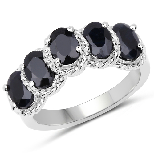 2.75 Carat Genuine Black Sapphire .925 Sterling Silver Ring