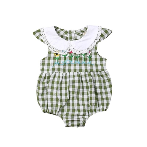 Cute Toddler Baby Girl Plaid Bodysuit Summer