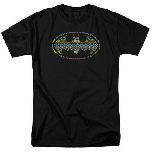 Trevco Batman-Aztec Signal - Short Sleeve Adult 18-1 Tee - Black, 