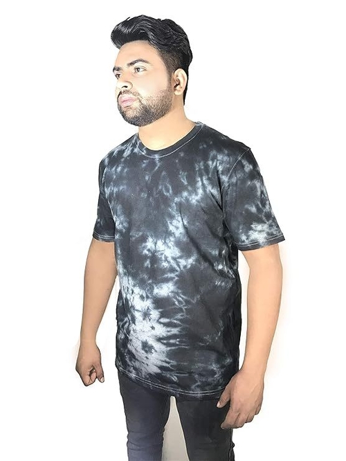 MEN' S Acid Wash Scrunch Navy TSHIRT (Size-M) (Color-BLACK)