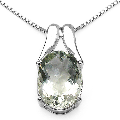 8.20 Carat Genuine Green Amethyst .925 Sterling Silver Pendant
