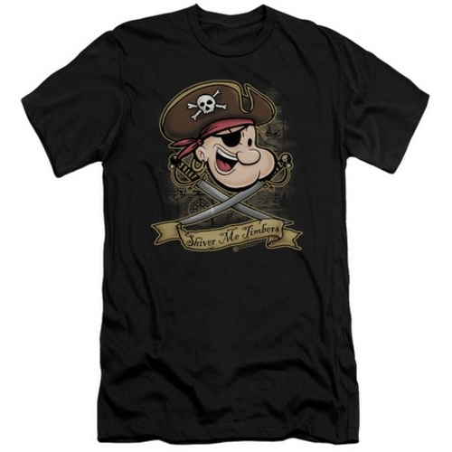 Trevco Popeye-Shiver Me Timbers Short Sleeve Adult 30-1 Tee, Black