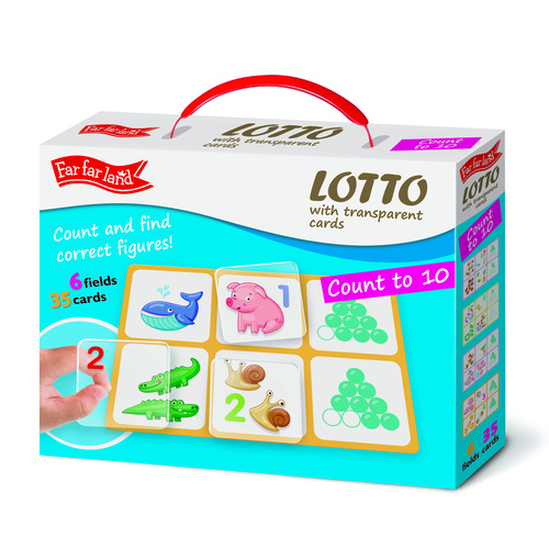 Lotto game with transparent plastic cards COUNT TO 10