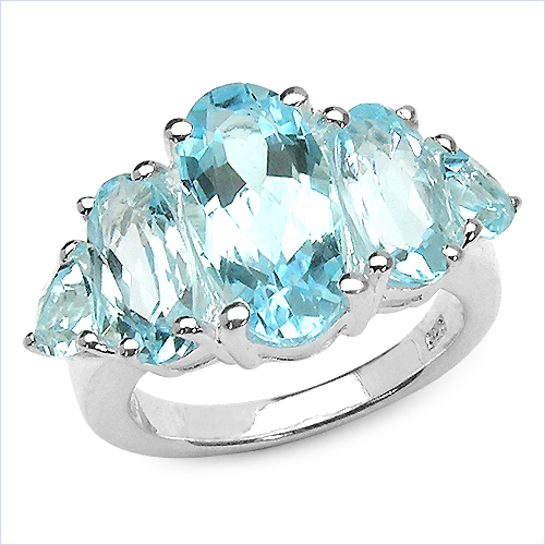 8.77 Carat Genuine Blue Topaz .925 Sterling Silver Ring