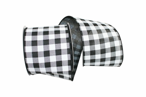 Reliant Ribbon 93162W-982-10F 4 in. 10 Yards Gingham Print Taffeta Wir