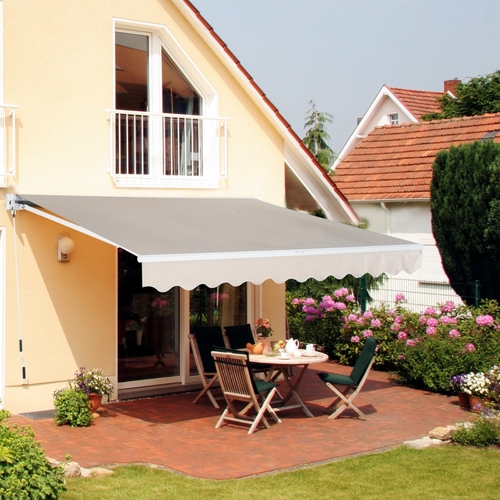 Outsunny Retractable Patio Awning 13‚Äôx8‚Äô Manual Aluminum Frame