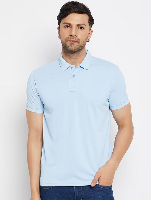 Men's solid cotton polo t-shirt (Size-M) (Color-LIGHT BLUE)