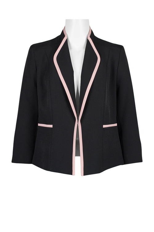 Evan Picone Lapel Collar Hook & Eye Closure Long Sleeve Crepe Jacket