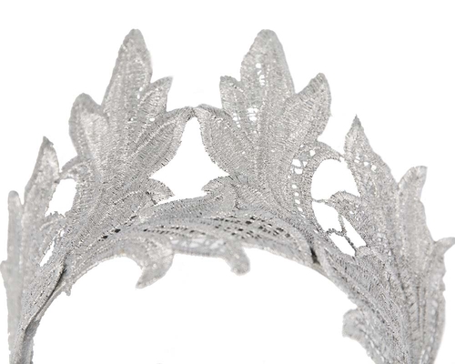 Silver lace crown fascinator headband