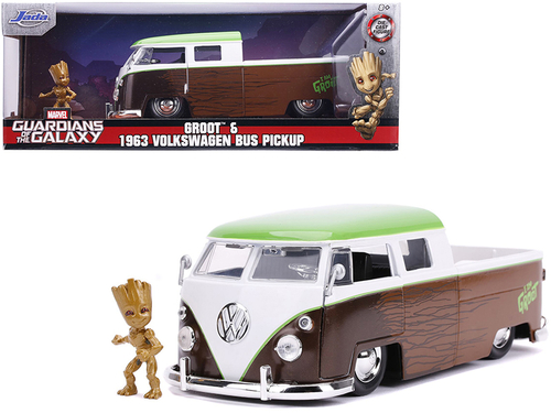 1963 Volkswagen Bus Pickup Truck with Groot Diecast Figurine