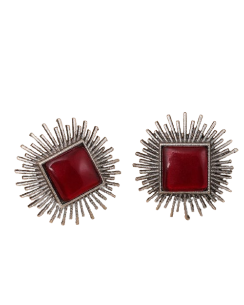 Beautiful Unique Design Oxidised Silver Stud Earring | Women's Latest