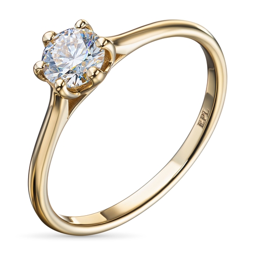 14K Yellow Gold Ring with 1 Round-Cut Lab-Created Diamond 0.364 CT.TW