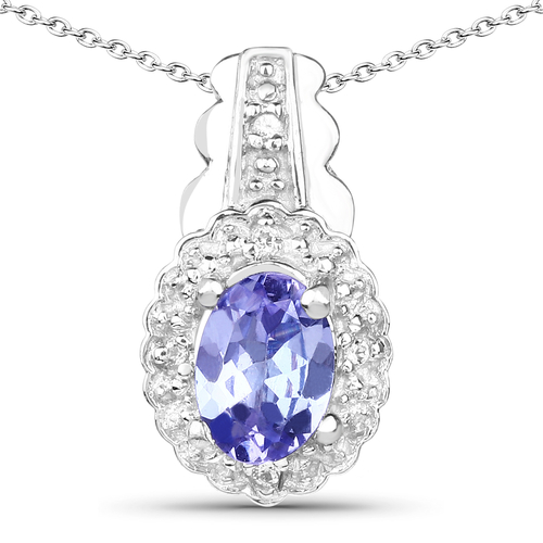 0.78 Carat Genuine Tanzanite and White Topaz .925 Sterling Silver