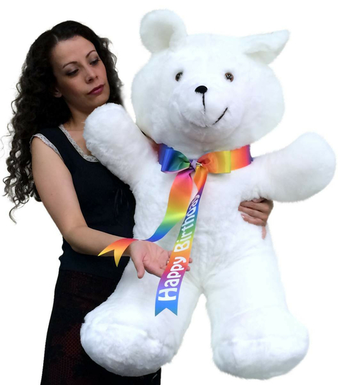 Happy Birthday Giant Teddy Bear 36 Inches Soft, Has Removable Rainbow