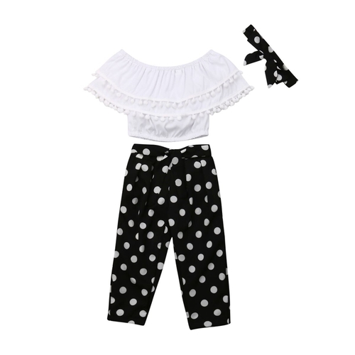 Kids Baby Girl Chiffon Ruffle Top Off-shoulder T