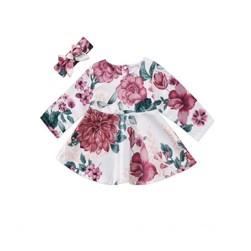 Flowers Print Cute Fashion Dress Newborn Infant