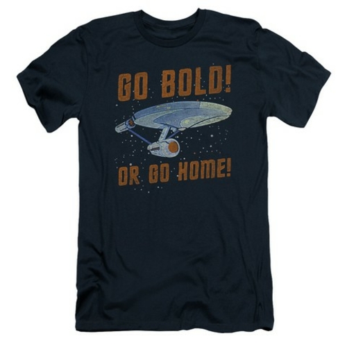 Trevco Star Trek-Go Bold - Short Sleeve Adult 30-1 Tee - Navy- Extra L