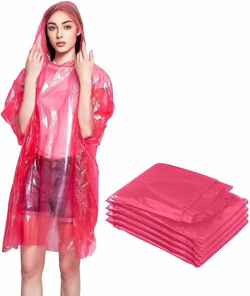 Pack of 200 Red Emergency Storm Poncho. One Size fits All. Disposable