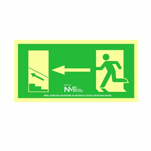 Sign Normaluz Evacuación escalera arriba izquierda PVC (32 x 16 cm)