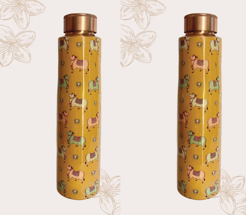 Dancing Cows Pichwai Art Water Bottle Pack of 2