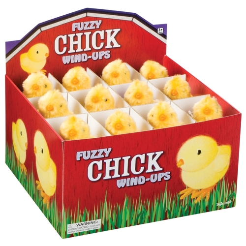 Toysmith 9068477 Plastic Fuzzy Chick Wind Up Toy, Yellow - Pack of