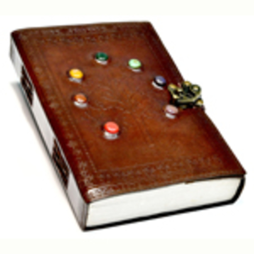 Tree of Life Chakra Stones leather blank book w/ latch