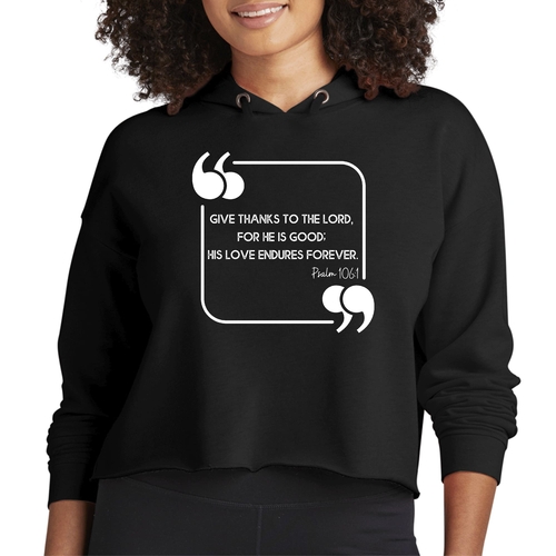 Womens Cropped Hoodie Give Thanks to the Lord