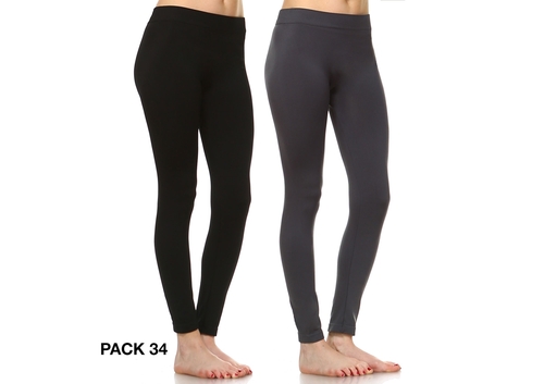 Solid Skinny Leggings, Black & Charcoal - Pack of 2