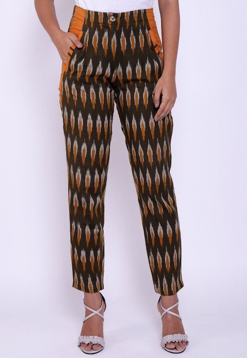 Woven Cotton Pant in Dark Brown (Size-38) (Color-DARK BROWN)
