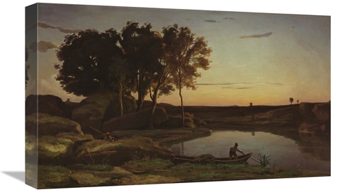 Global Gallery GCS-459966-22-142 22 in. Landscape with Lake & Boatman 