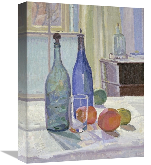 Global Gallery GCS-266411-16-142 16 in. Blue & Green Bottles & Oranges