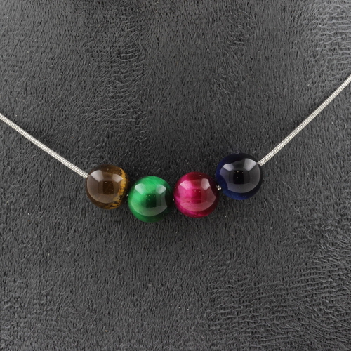 Multicolored Tiger's Eye 8 mm 4 beads necklace