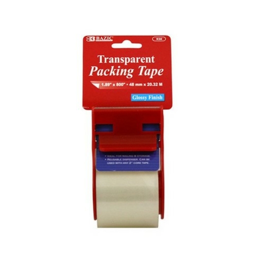 Bazic 936 1.88" X 800" Clear Packing Tape w/ Dispenser Case