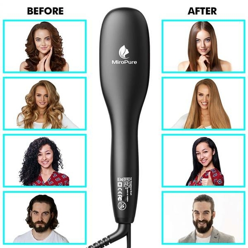 Hair Straightener Brush with Ionic Generator30s Fast Even Heating