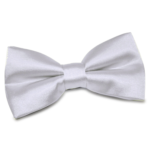Plain Satin Pre-Tied Bow Tie - Silver