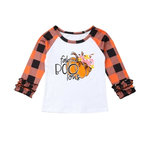 Halloween Toddler Baby Girls Ruffle Plaids Pumpkin