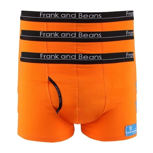 3 Mens Boxer Briefs Cotton Trunks Orange