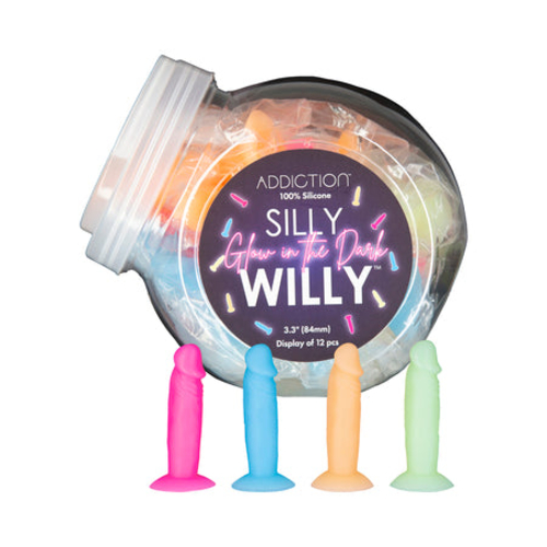 Addiction Silly Willy Glow-in-the-Dark 3.3 in. Silicone Dildo 12-Piece