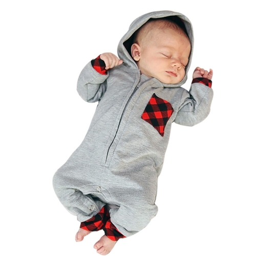 new Newborn Infant Baby Boy Girl Plaid Hooded