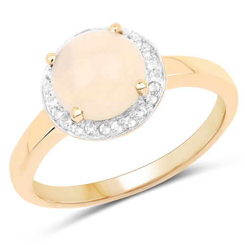 14K Yellow Gold Plated 0.97 Carat Genuine Ethiopian Opal and White