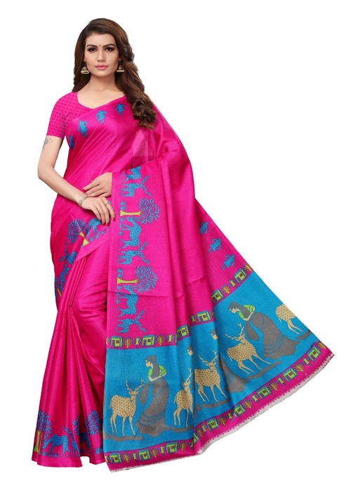 Generic Women's Khadi Saree(Pink, 5.5-6mtrs)