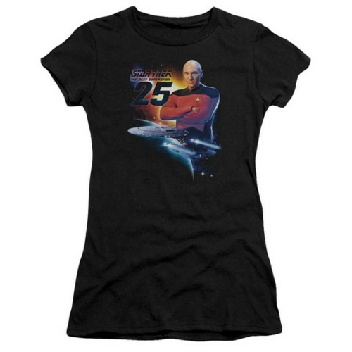 Trevco Star Trek-Tng 25 - Short Sleeve Junior Sheer Tee - Black- 2X