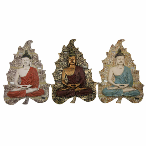 Wall Decoration DKD Home Decor Blue Red Golden Buddha Oriental 19 x