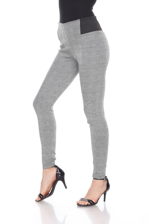 White Mark 557-01-S Womens Jacquard Slim Pants, Grey Square - Smal