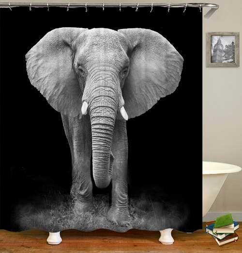 Black And White Elephant Photoshoot Shower Curtain
