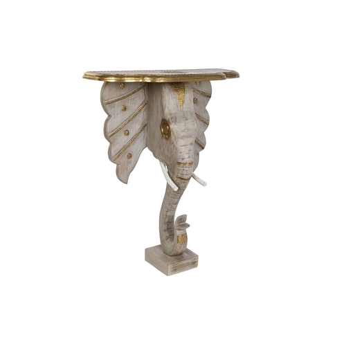 Console DKD Home Decor Elephant White Grey Golden Brass Mango wood 80